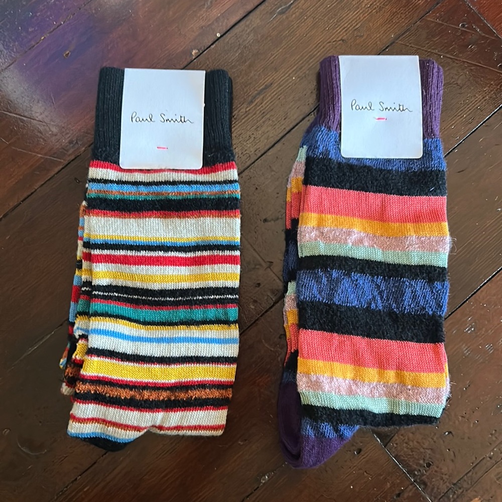 2 Pairs of PAUL SMITH Men’s or women’s Socks stripes NEW with gift bag